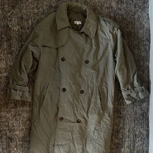 Giorgio Armani Khaki Double-Breasted Trench Coat